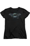 Gildan Batman Two Gargoyles Logo Short Sleeve Womens Tee / T-shirt In Black