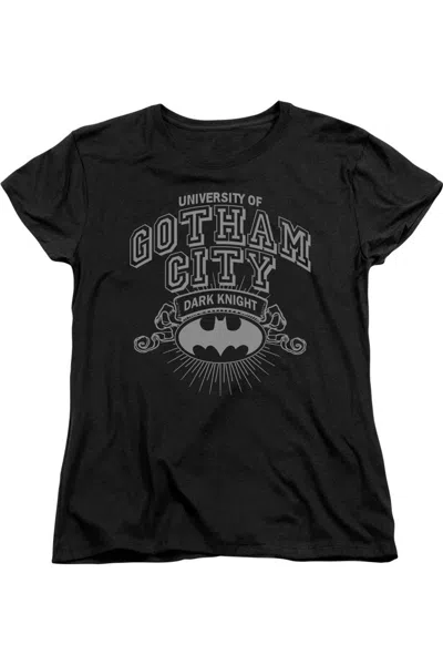 Gildan Batman University Of Gotham Short Sleeve Womens Tee / T-shirt In Black