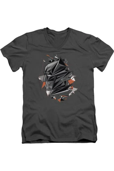 Gildan Batman V Superman Bat Head Tech Short Sleeve Adult V Neck Premium Cotton Tee / T-shirt In Pink