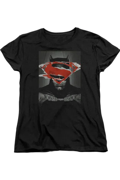Gildan Batman V Superman Batman Poster Short Sleeve Womens Tee / T-shirt In Black