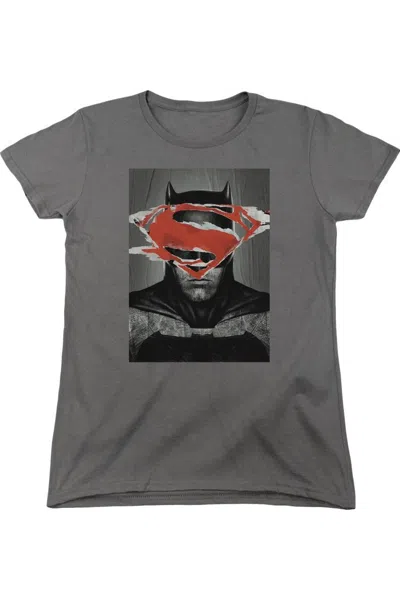 Gildan Batman V Superman Batman Poster Short Sleeve Womens Tee / T-shirt In Pink