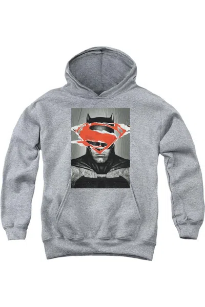 Gildan Kids' Batman V Superman Batman Poster Youth Pull Over Hoodie / Hooded Sweatshirt In Gray