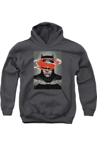 Gildan Kids' Batman V Superman Batman Poster Youth Pull Over Hoodie / Hooded Sweatshirt In Gray