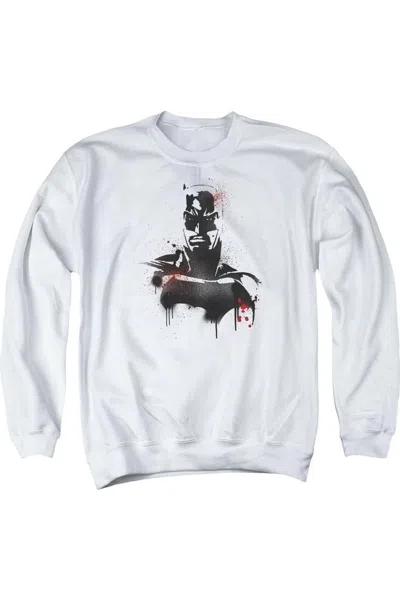 Gildan Batman V Superman Batman Spray Adult Crewneck Sweatshirt In White