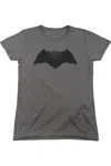 Gildan Batman V Superman Beveled Bat Logo Short Sleeve Womens Tee / T-shirt In Gray