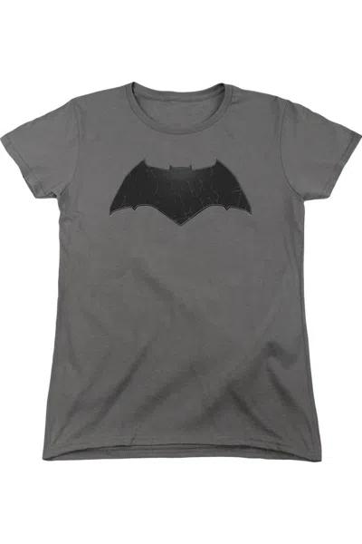 Gildan Batman V Superman Beveled Bat Logo Short Sleeve Womens Tee / T-shirt In Gray
