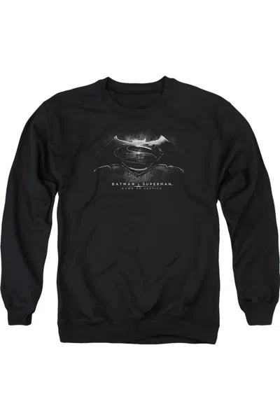 Gildan Batman V Superman Bw Logo Adult Crewneck Sweatshirt In Black