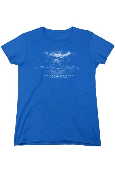 Gildan Batman V Superman Bw Logo Short Sleeve Womens Tee / T-shirt In Blue