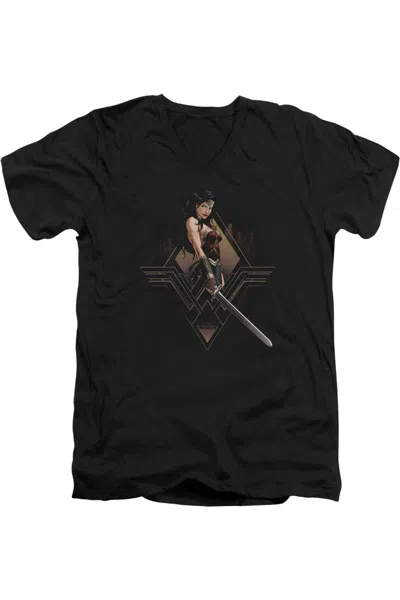 Gildan Batman V Superman City Girl Short Sleeve Adult V Neck Premium Cotton Tee / T-shirt In Black