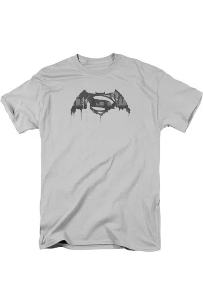 Gildan Batman V Superman Cityscape Logo Short Sleeve Adult Tee / T-shirt In Silver