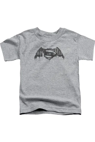 Gildan Kids' Batman V Superman Cityscape Logo Short Sleeve Juvenile Tee / T-shirt In Gray