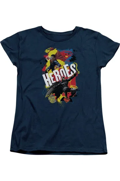 Gildan Batman V Superman Double Hero Short Sleeve Womens Tee / T-shirt In Blue