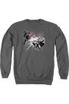 Gildan Batman V Superman Fight Burst Adult Crewneck Sweatshirt In Pink