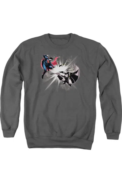 Gildan Batman V Superman Fight Burst Adult Crewneck Sweatshirt In Pink