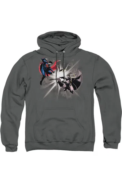 Gildan Batman V Superman Fight Burst Adult Pull Over Hoodie / Hooded Sweatshirt In Pink