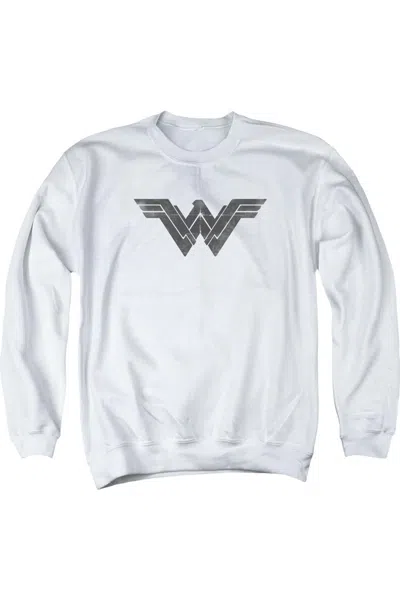 Gildan Batman V Superman Folded And Distressed Adult Crewneck Sweatshirt In White