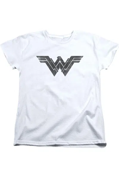 Gildan Batman V Superman Folded And Distressed Short Sleeve Womens Tee / T-shirt In White