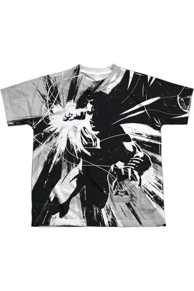 Gildan Kids' Batman V Superman Graphic Contrast Short Sleeve Youth Poly Crew Tee / T-shirt In Black