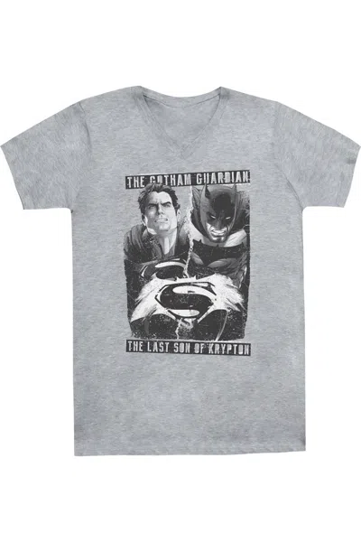 Gildan Batman V Superman Guardian V Son Short Sleeve Adult V Neck Premium Cotton Tee / T-shirt In Multi