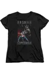 Gildan Batman V Superman Hero Split Short Sleeve Womens Tee / T-shirt In Black