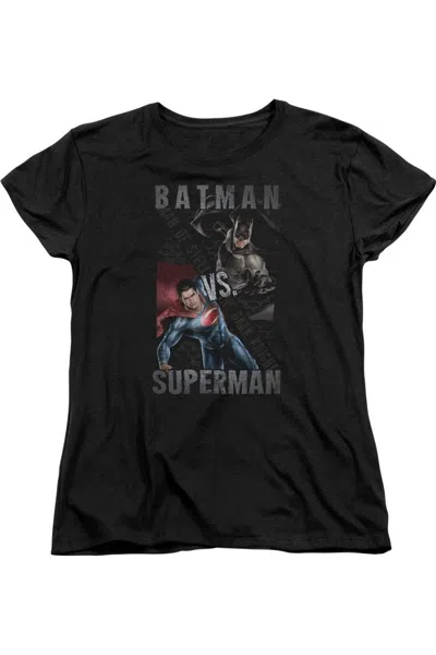 Gildan Batman V Superman Hero Split Short Sleeve Womens Tee / T-shirt In Black