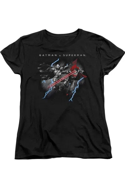 Gildan Batman V Superman Lightning Fight Short Sleeve Womens Tee / T-shirt In Black