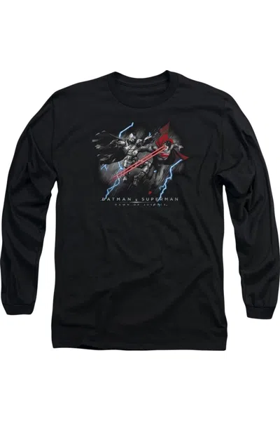 Gildan Batman V Superman Lightning V Heat Vision Long Sleeve Adult Tee / T-shirt In Black