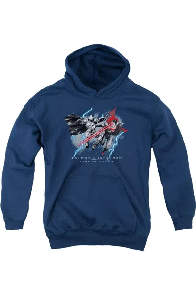 Gildan Kids' Batman V Superman Lightning V Heat Vision Youth Pull Over Hoodie / Hooded Sweatshirt In Blue