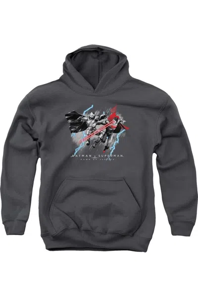 Gildan Kids' Batman V Superman Lightning V Heat Vision Youth Pull Over Hoodie / Hooded Sweatshirt In Gray