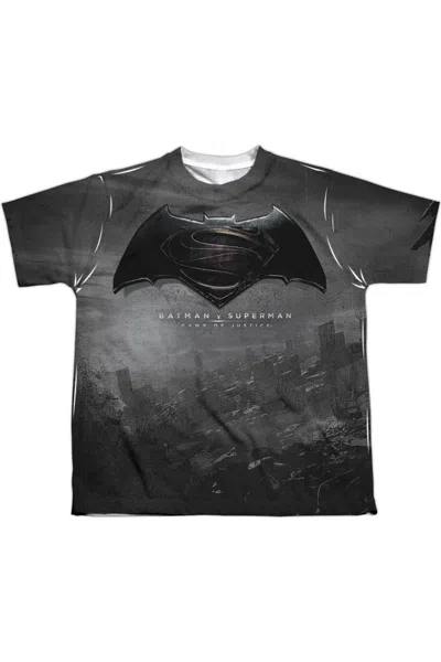 Gildan Kids' Batman V Superman Logo City Short Sleeve Youth Poly Crew Tee / T-shirt In Multi
