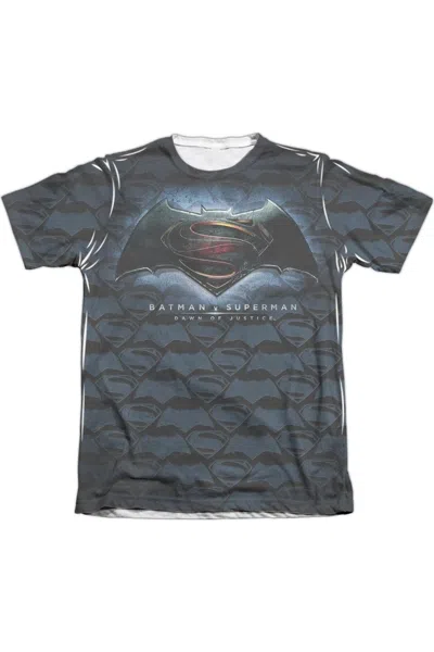 Gildan Batman V Superman Logo Pattern Adult Poly/cotton Short Sleeve Tee / T-shirt In White