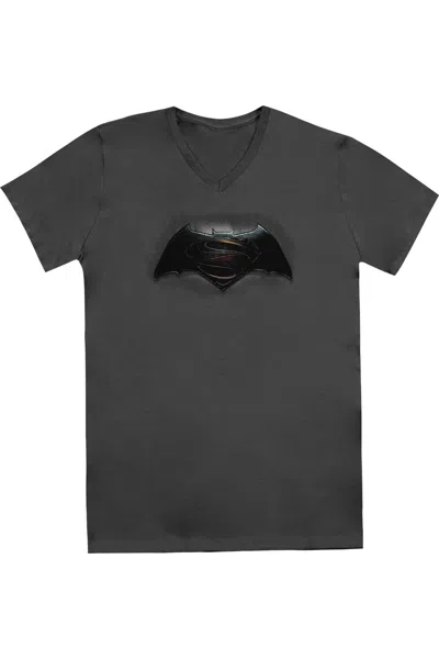 Gildan Batman V Superman Logo Short Sleeve Adult V Neck Premium Cotton Tee / T-shirt In Pink