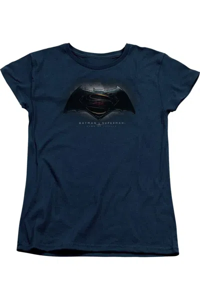 Gildan Batman V Superman Logo Short Sleeve Womens Tee / T-shirt In Blue