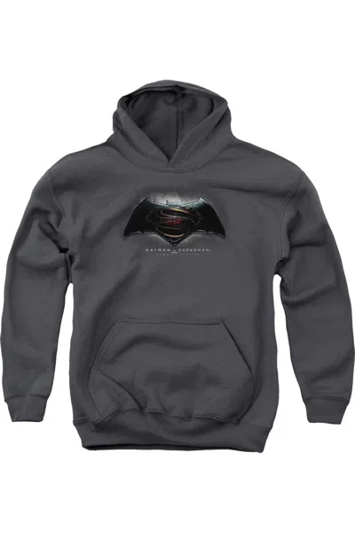 Gildan Kids' Batman V Superman Logo Youth Pull Over Hoodie / Hooded Sweatshirt In Gray