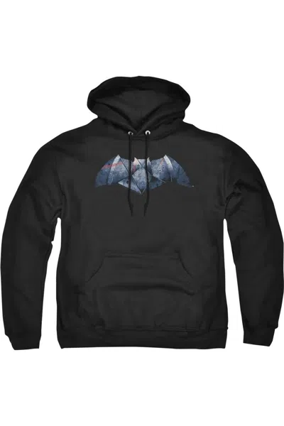 Gildan Batman V Superman Plated Bat Logo Adult Pull Over Hoodie / Hooded Sweatshirt In Black