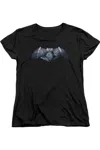 Gildan Batman V Superman Plated Bat Logo Short Sleeve Womens Tee / T-shirt In Black