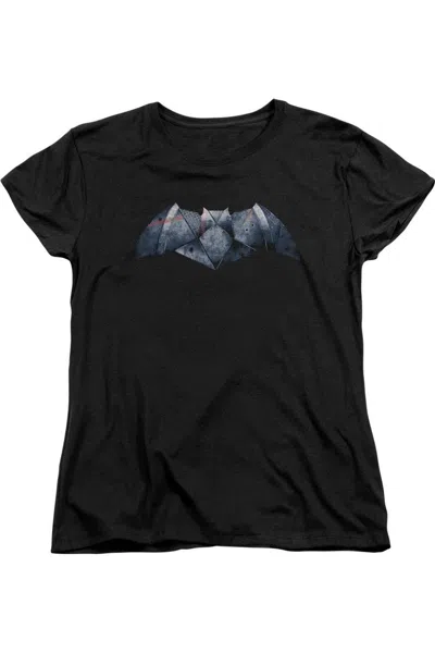 Gildan Batman V Superman Plated Bat Logo Short Sleeve Womens Tee / T-shirt In Black