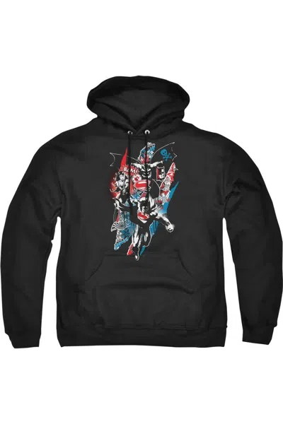 Gildan Batman V Superman Ripped Trio 2 Adult Pull Over Hoodie / Hooded Sweatshirt In Black