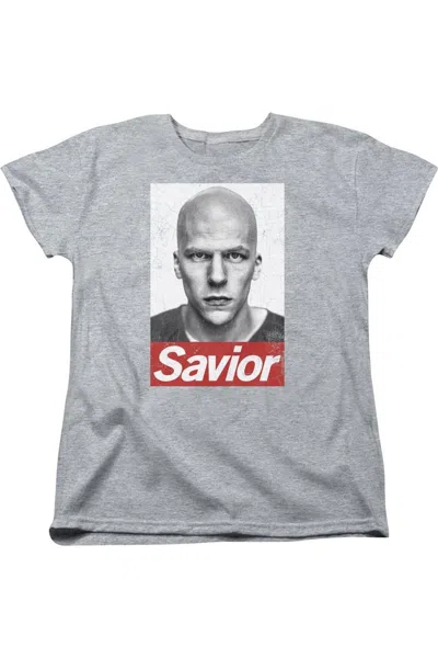 Gildan Batman V Superman Savior Short Sleeve Womens Tee / T-shirt In Gray