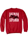 Gildan Batman V Superman Silhouette Fight Adult Crewneck Sweatshirt In Red