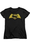 Gildan Batman V Superman Simple Logo Short Sleeve Women´s Tee / T-shirt In Black