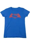 Gildan Batman V Superman Simple Logo Short Sleeve Womens Tee / T-shirt In Blue