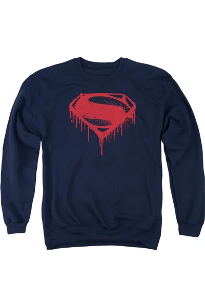 Gildan Batman V Superman Splattered Adult Crewneck Sweatshirt In Blue