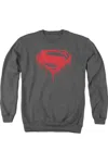 Gildan Batman V Superman Splattered Adult Crewneck Sweatshirt In Pink
