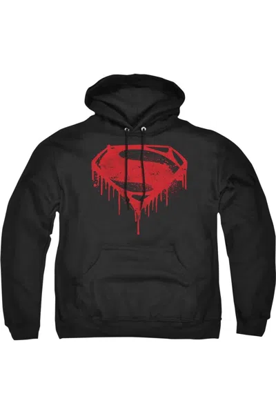 Gildan Batman V Superman Splattered Adult Pull Over Hoodie / Hooded Sweatshirt In Black