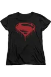 Gildan Batman V Superman Splattered Short Sleeve Womens Tee / T-shirt In Black