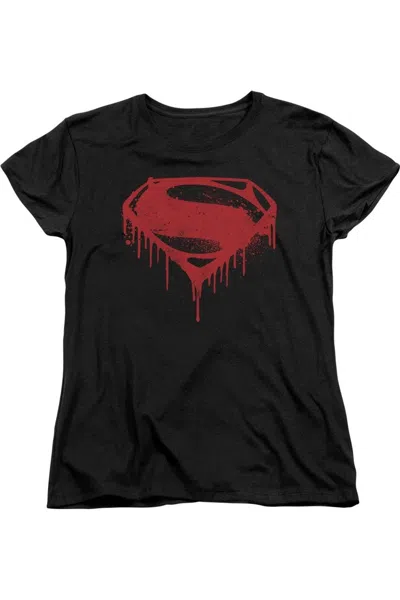 Gildan Batman V Superman Splattered Short Sleeve Womens Tee / T-shirt In Black