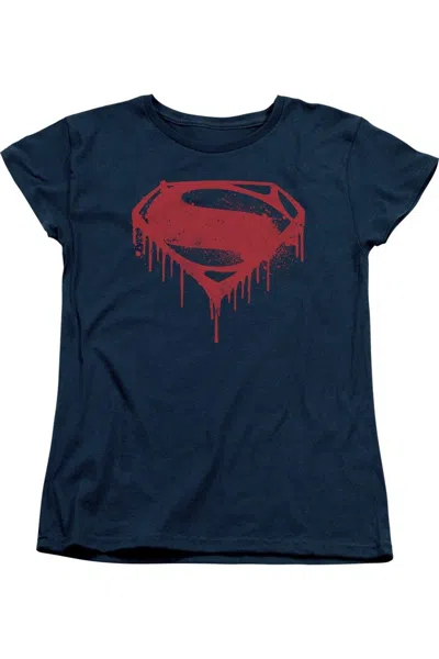 Gildan Batman V Superman Splattered Short Sleeve Womens Tee / T-shirt In Blue