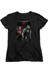 Gildan Batman V Superman Stand Off Short Sleeve Womens Tee / T-shirt In Black
