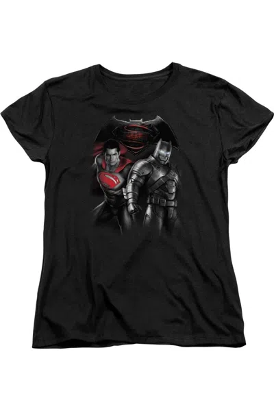 Gildan Batman V Superman Stand Off Short Sleeve Womens Tee / T-shirt In Black